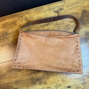 Coach 9476 Brown Nubuck Leather Whipstitch Shoulder Bag Womens Small‎